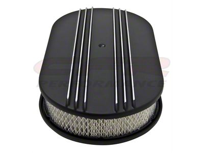 Partial-Finned Aluminum Air Cleaner, 15'' Oval With Black Finish