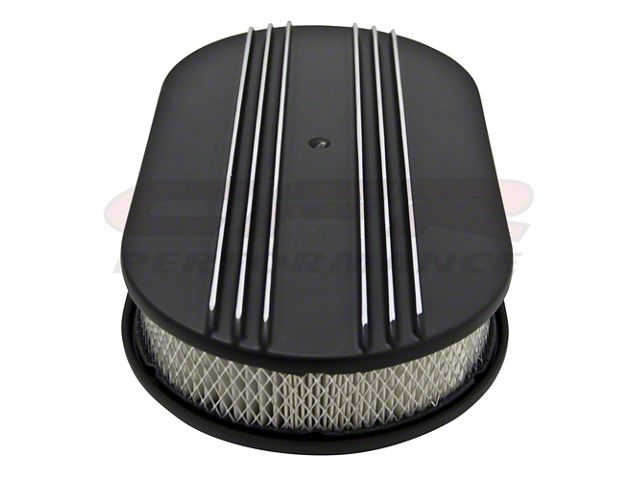 Partial-Finned Aluminum Air Cleaner, 15'' Oval With Black Finish