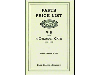 Parts Book & Price List - V-8 & 4-Cylinder Cars - 1928-1932