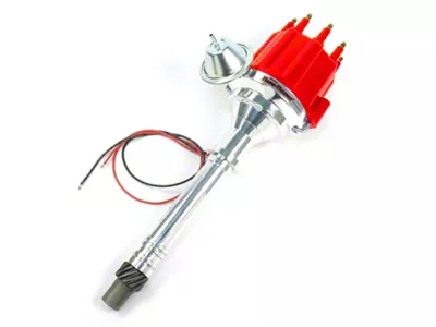PerTronix Flame-Thrower Electronic Distributor with Vacuum Advance and Ignitor III; Male Terminals; Red (67-87 V8 Camaro)