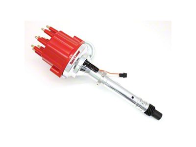 PerTronix Flame-Thrower Electronic Distributor with Vacuum Advance, Magnetic Trigger and Slip Collar; Male Terminals; Red (57-81 V8 Corvette C1, C2, C3 & C4)