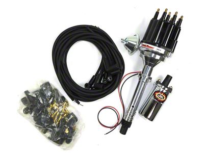 PerTronix Flame-Thrower II Ignition Coil Kit; Black Distributor Cap with Male Terminals (57-81 V8 Corvette C1, C2, C3 & C4)