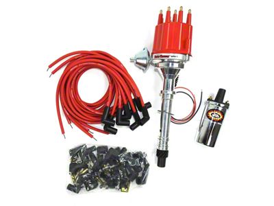 PerTronix Flame-Thrower II Ignition Coil Kit; Red Distributor Cap with Male Terminals (57-81 V8 Corvette C1, C2, C3 & C4)