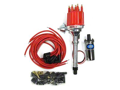 PerTronix Flame-Thrower III Ignition Coil Kit; Red Distributor Cap with Male Terminals (57-81 V8 Corvette C1, C2, C3 & C4)