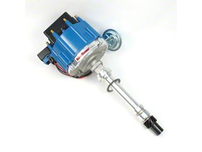 PerTronix Flame-Thrower HEI III Distributor Polished Aluminum with Digital Rev-Limiter; Male Terminals; Blue (75-92 Small Block V8 Camaro)