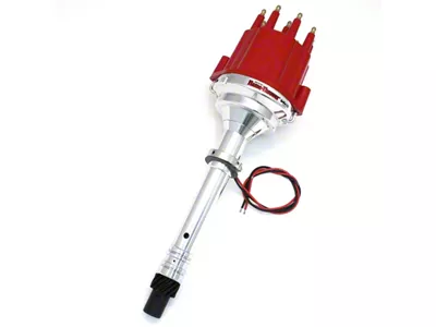 PerTronix Flame-Thrower Electronic Distributor without Vacuum Advance with Ignitor III; Male Terminals; Red (1957 V8 150, 210, Bel Air, Nomad)