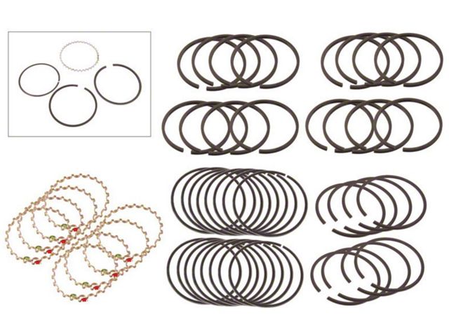 Piston Ring Set - 4 Ring Type - Solid Skirt - For Dome Top Pistons - Ford Flathead V8 95 & 100 HP - 3-3/16 Bore - Choose Your Size