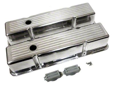 Polished Aluminum Chevy Small Block 283-400 Tall Valve Covers, Ball Milled