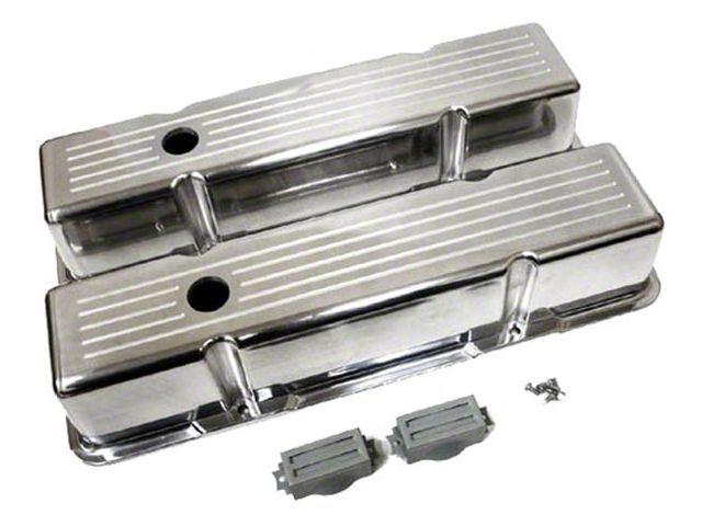 Polished Aluminum Chevy Small Block 283-400 Tall Valve Covers, Ball Milled