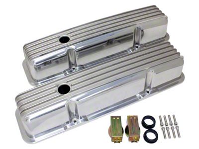 Polished Aluminum Chevy Small Block 283-400 Tall Valve Covers, Full Finned, 1958-1986