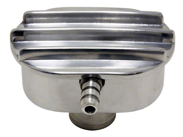 Polished Billet Aluminum Breather With Tube, Finned