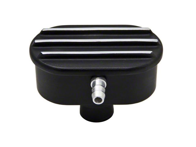 Polished Billet Aluminum Breather With Tube, Finned, Black