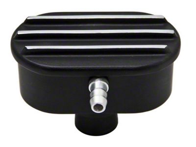Polished Billet Aluminum Breather With Tube, Finned, Black