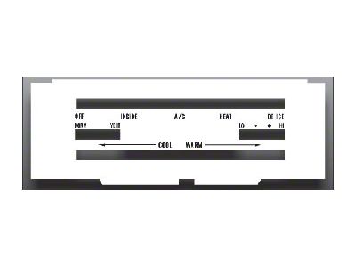 Pontiac Firebird White Face Heater Control Overlay HVAC, 1969