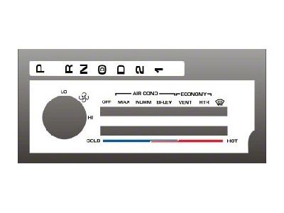 Pontiac Firebird,White Face Heater Control Overlay,HVAC,1986..1992