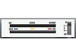 Pontiac Firebird White Face Heater Control Overlay,Non-AC,1970..1981