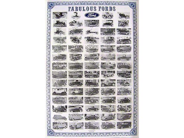 Poster - Fabulous Fords - Laminated In Plastic - 25 X 37