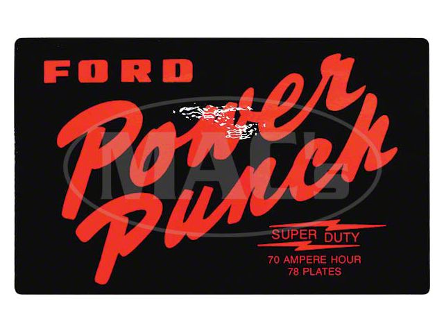 Power Punch Battery Decal, 1958-1961 Thunderbird
