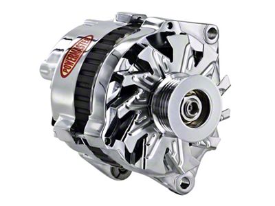Powermaster CS130 Style Saddle Mount Alternator with 6-Groove Pulley; 140 Amp; Chrome (93-97 3.4L Firebird)
