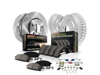 PowerStop OE Replacement Brake Rotor, Drum and Pad Kit; Front and Rear (75-78 Camaro)
