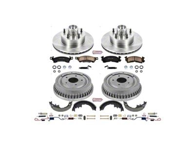 PowerStop OE Replacement Brake Rotor, Drum and Pad Kit; Front and Rear (79-81 Camaro w/ Rear Drum Brakes)
