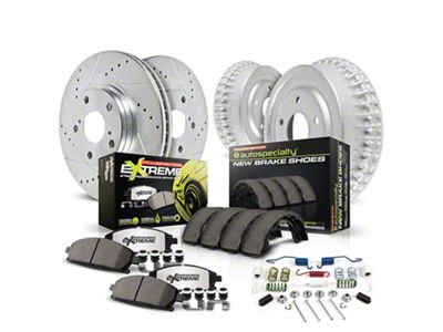 PowerStop Z26 Street Warrior Brake Rotor, Drum and Pad Kit; Front and Rear (79-81 Camaro w/ Rear Drum Brakes)