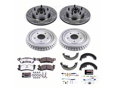 PowerStop Z26 Street Warrior Brake Rotor, Drum and Pad Kit; Front and Rear (1969 Camaro w/ Front Disc & Rear Drum Brakes)