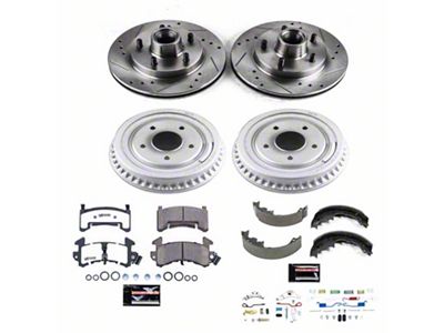 PowerStop Z26 Street Warrior Brake Rotor, Drum and Pad Kit; Front and Rear (1984 Camaro w/ Rear Drum Brakes)