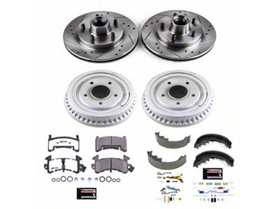 PowerStop Z26 Street Warrior Brake Rotor, Drum and Pad Kit; Front and Rear (85-92 Camaro w/ Rear Drum Brakes)