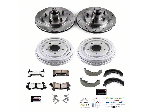 PowerStop Z36 Extreme Truck and Tow Brake Rotor, Drum and Pad Kit; Front and Rear (1984 Camaro w/ Rear Drum Brakes)
