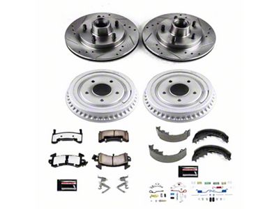 PowerStop Z36 Extreme Truck and Tow Brake Rotor, Drum and Pad Kit; Front and Rear (1984 Camaro w/ Rear Drum Brakes)