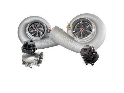 Precision Turbo & Engine Mirror Image Next Gen PT6466 Twin Turbo Package with H-Style Compression Cover (Universal; Some Adaptation May Be Required)