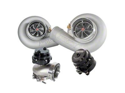 Precision Turbo & Engine Mirror Image Next Gen PT6870 Twin Turbo Package with H-Style Compression Cover (Universal; Some Adaptation May Be Required)