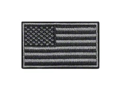 Primo Workz Velcro Embroidered American Flag Patch; Black and Silver