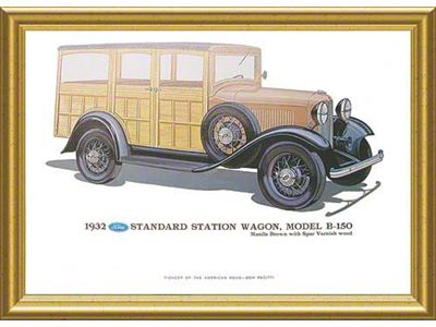 Print - 1932 Ford Station Wagon B150 - 12 X 18 - Framed