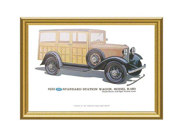 Print - 1932 Ford Station Wagon B150 - 12 X 18 - Framed