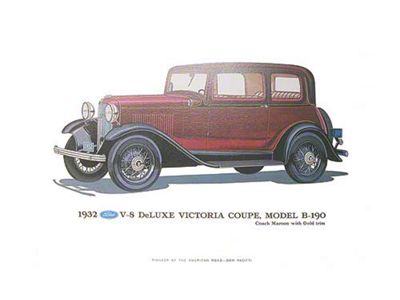 Print - 1932 Ford Victoria B190 - 12 X 18 - Unframed