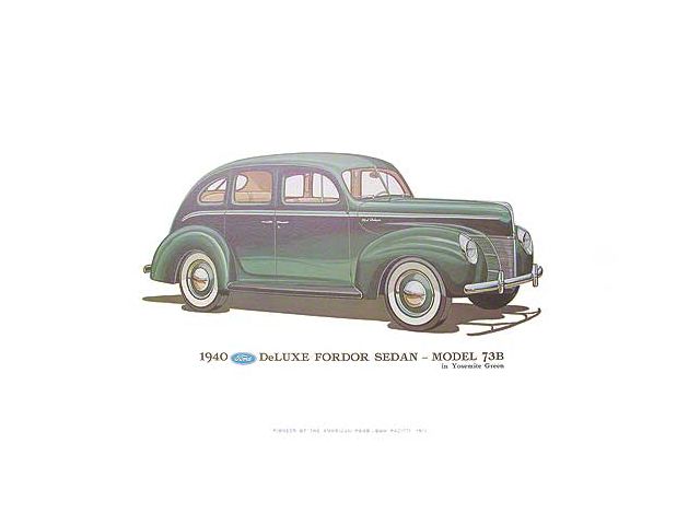 Print - 1940 Ford Deluxe Fordor Sedan 73B - 12 X 18 - Unframed
