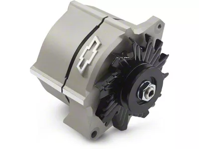 Proform Slant-Edge Alternator with Raised Bowtie Emblem; 100 Amp; Cast Gray Crinkle (Universal; Some Adaptation May Be Required)