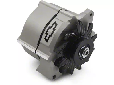 Proform Slant-Edge Alternator with Recessed Black Bowtie Emblem; 100 Amp; Cast Gray Crinkle (Universal; Some Adaptation May Be Required)