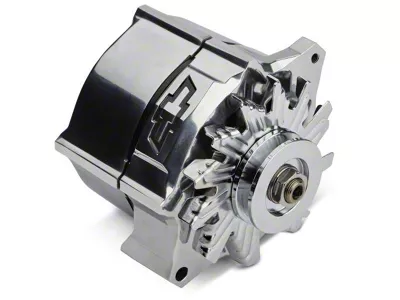 Proform Slant-Edge Alternator with Recessed Black Bowtie Emblem; 100 Amp; Polished (Universal; Some Adaptation May Be Required)