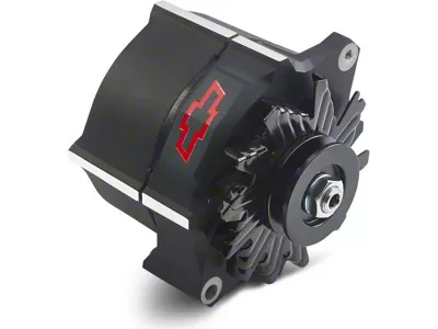 Proform Slant-Edge Alternator with Recessed Red Bowtie Emblem; 100 Amp; Black Crinkle (Universal; Some Adaptation May Be Required)