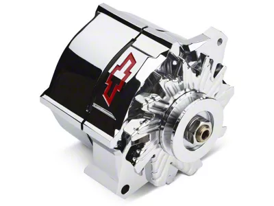 Proform Slant-Edge Alternator with Recessed Red Bowtie Emblem; 100 Amp; Chrome (Universal; Some Adaptation May Be Required)