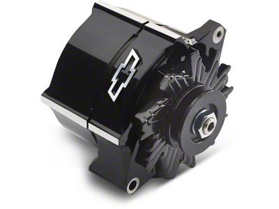 Proform Slant-Edge Alternator with Raised Bowtie Emblem; 100 Amp; Liquid Black (Universal; Some Adaptation May Be Required)