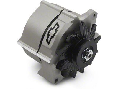 Proform Slant-Edge Alternator with Recessed Black Bowtie Emblem; 100 Amp; Cast Gray Crinkle (Universal; Some Adaptation May Be Required)