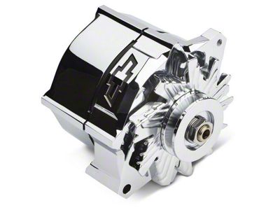 Proform Slant-Edge Alternator with Recessed Black Bowtie Emblem; 100 Amp; Chrome (Universal; Some Adaptation May Be Required)