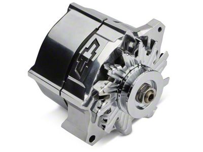 Proform Slant-Edge Alternator with Recessed Black Bowtie Emblem; 100 Amp; Polished (Universal; Some Adaptation May Be Required)