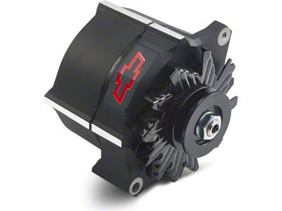 Proform Slant-Edge Alternator with Recessed Red Bowtie Emblem; 100 Amp; Black Crinkle (Universal; Some Adaptation May Be Required)