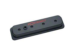 Proform Valve Cover with Bowtie and Chevrolet Emblem; Black Crinkle (70-86 Small Block V8 Monte Carlo)