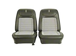 PUI Interiors Deluxe Interior Houndstooth Pre-Assembled Front Bucket Seats; Black (1968 Camaro)